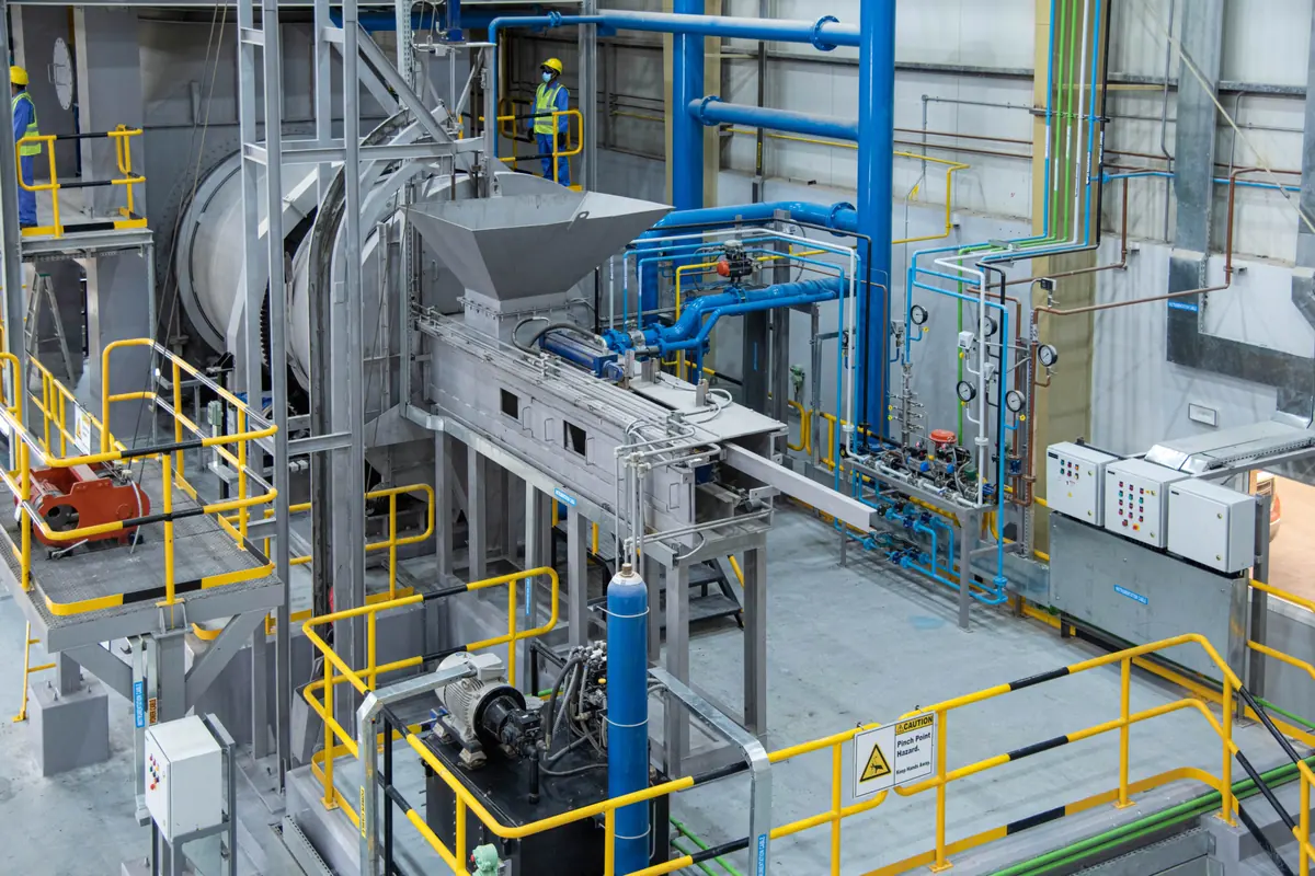 Industrial waste management operations at the Seashore facility in Qatar